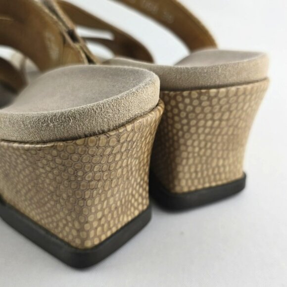 Mephisto Women's Patent Reptile Leather Slip On Strappy Wedge Sandals Size 36 - Picture 8 of 16